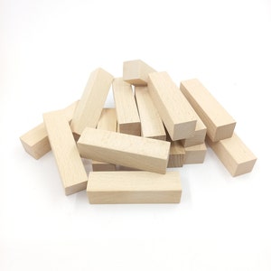 10 bloques de madera maciza rectangulares, bloques de madera para manualidades, materiales de madera sin terminar para manualidades, materiales de madera para proyectos escolares, madera geométrica