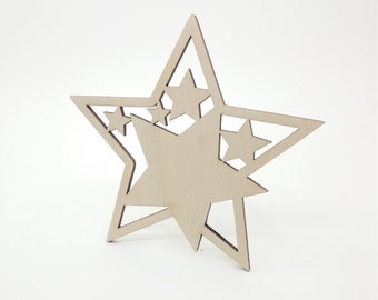 Christmas Tree Star, Star Ornament, Ornament Wooden Star, Star Decor, Decor Christmas, Christmas Decoration Laser Cut, Laser Cut Ornament