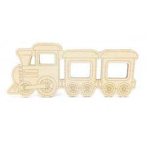 Unfinished Wooden Train with Wagons Locomotive Shape, Train Engine Wood Cutout, Laser Cut Locomotive, Wood Craft Blanks, Wood Nursery Decor