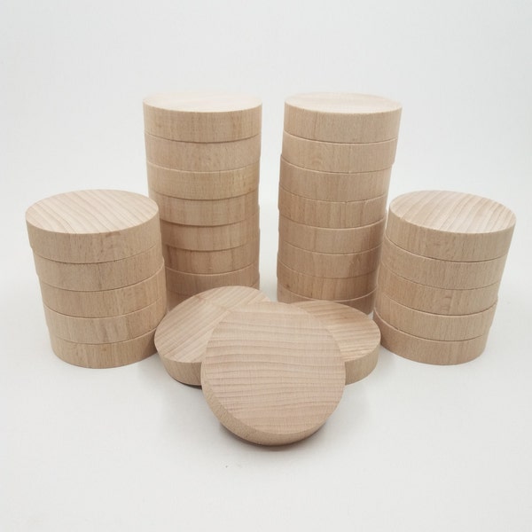 2 cercles en bois découpés de 2,5 pouces, cercle en bois inachevé, fournitures de bricolage pour disque en bois, disques ronds en forme de bois, création en bois, cercle en bois massif