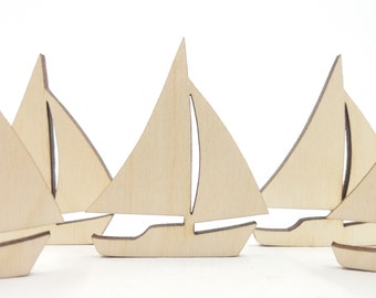 10 Sailboat, Wood Sailboat Shape, Wooden Sailboat for Crafts Decoration, Sailboat Silhouette Decor, Unfinished Wood Cutout Shapes Laser Cut