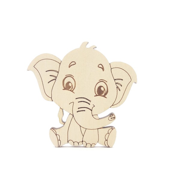 2 Elephant, Cute Wood Elephant Cutout, Wooden African Elephant Shape, Laser Cut Elephant, Safari Animal Cutout, Blank Wood Craft Projects
