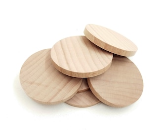 2 Wood Discs 2.5” (6,35cm) for Wood Crafts , Unfinished Wooden Discs, Round Shapes, Wood Circles Cutouts, Wooden Craft Supplies Kids Craft