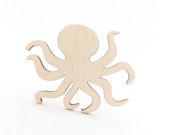 10 Octopus Shape, Unfinished Wooden Octopus Silhouette, Laser Cut Wood Octopus, Blank Wooden Octopus, Unfinished Wood For DIY Projects