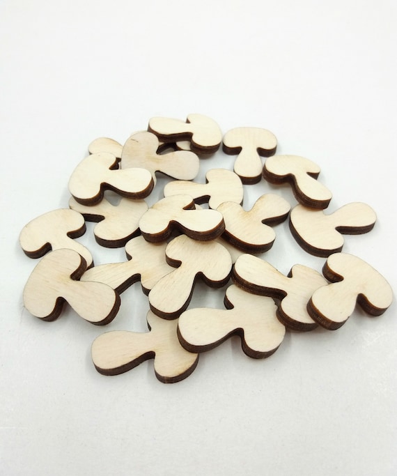 wooden cutouts MG000810 Wood Blanks Wooden craft supplies 10x Wooden Mini Mushroom Shapes 1