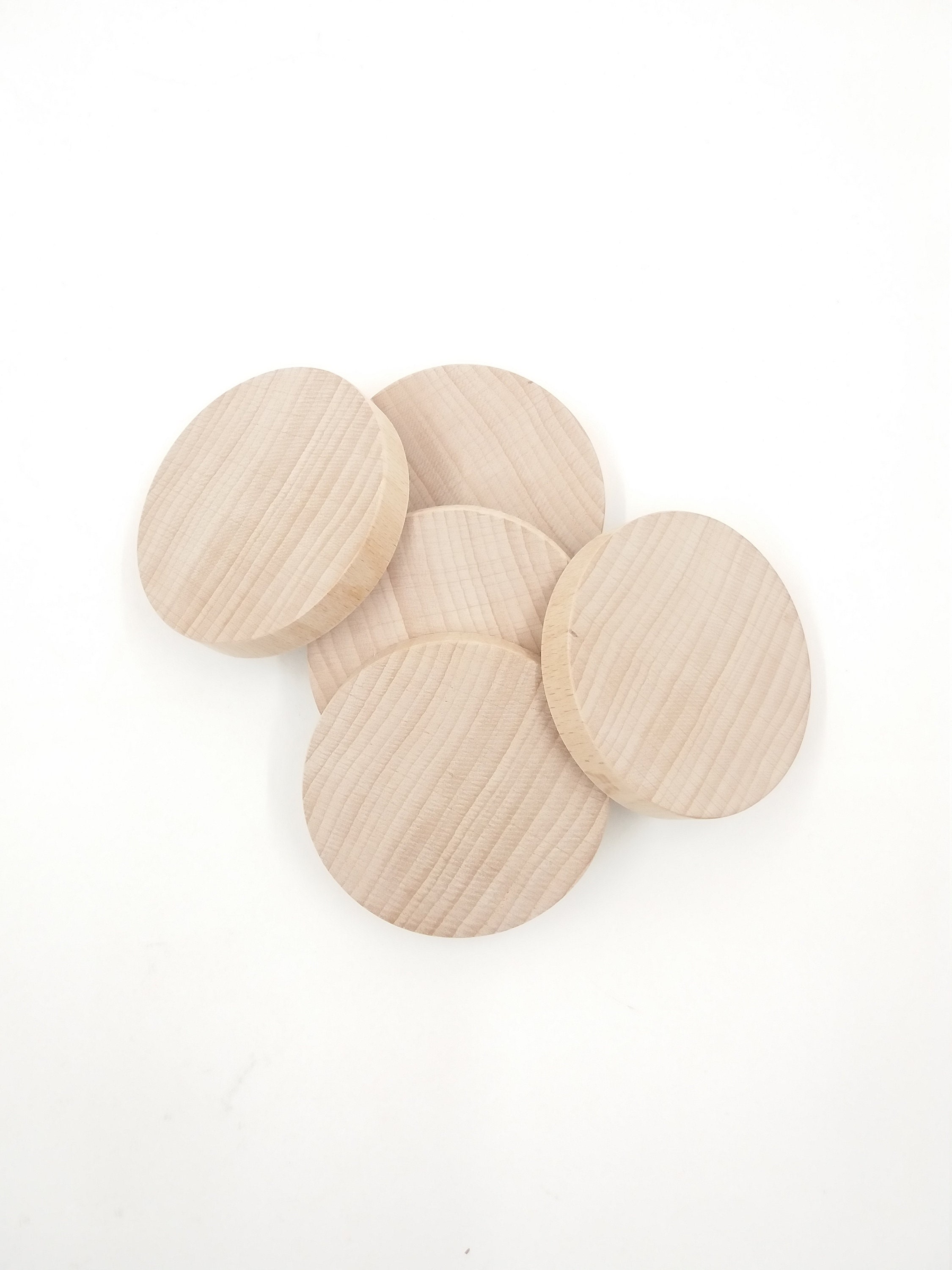 2 Circles 2.5'' for Wood Craft, Wood Blank Circle Cutouts, DIY Wooden Unfinished Round Disc