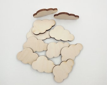 10 Cloud shape, wood cloud shape, laser cut cloud, wood cloud, blank wood shape, wood shape, wood supplies for scrapbooking, kids crafts