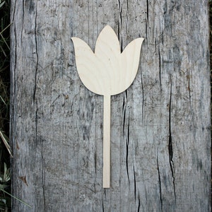 Wooden flower tulip shape, wood embellishment, birch wood shapes, laser cut wooden shapes, wood shape flowers toppers, unfinished wooden