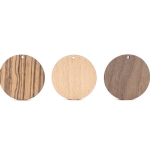 Cerchi di legno grezzo grezzo, forniture di cerchi di legno per la creazione di gioielli, dischi di cerchio di legno rotondo con foro