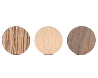 Wood Unfinished Circle Blanks, Wooden Circles Supplies for Jewellery Making, Wood Round Circle Discs with Hole