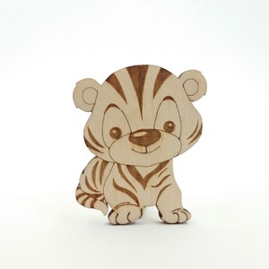 2 Tigre, sagoma di legno di tigre tagliata al laser, sagome di tigre in legno, sagome di animali in legno, decorazione per la stanza dei bambini, fornitura di artigianato con sagoma di legno non rifinita