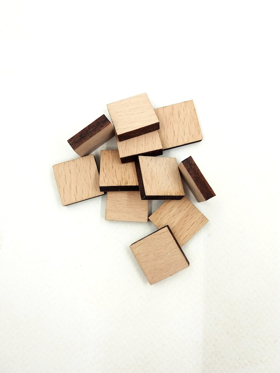 10 Wooden Square Rectangle for Crafts, Wood Tiles Wooden Squares Shape  Scrabble Tiles, Wooden Square Cutout Laser Cut Blank Square Shape 