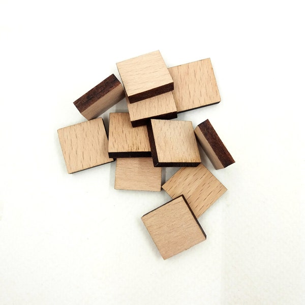 10 Wooden Square Rectangle for Crafts, Wood Tiles Wooden Squares Shape Scrabble Tiles, Wooden Square Cutout Laser Cut Blank Square Shape