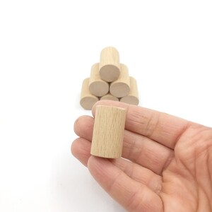 10 obehandlade träcylindrar 19 mm runda, trärör för träpyssel, obehandlad träplugg, träpysseltillbehör leksaksbyggklossar bild 3