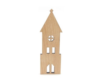 Wood Church, Home Decor Church, Wood Village, Tiered Tray Christmas Easter Decor, Unfinished Craft Church, Easter Church, Farmhouse Decor