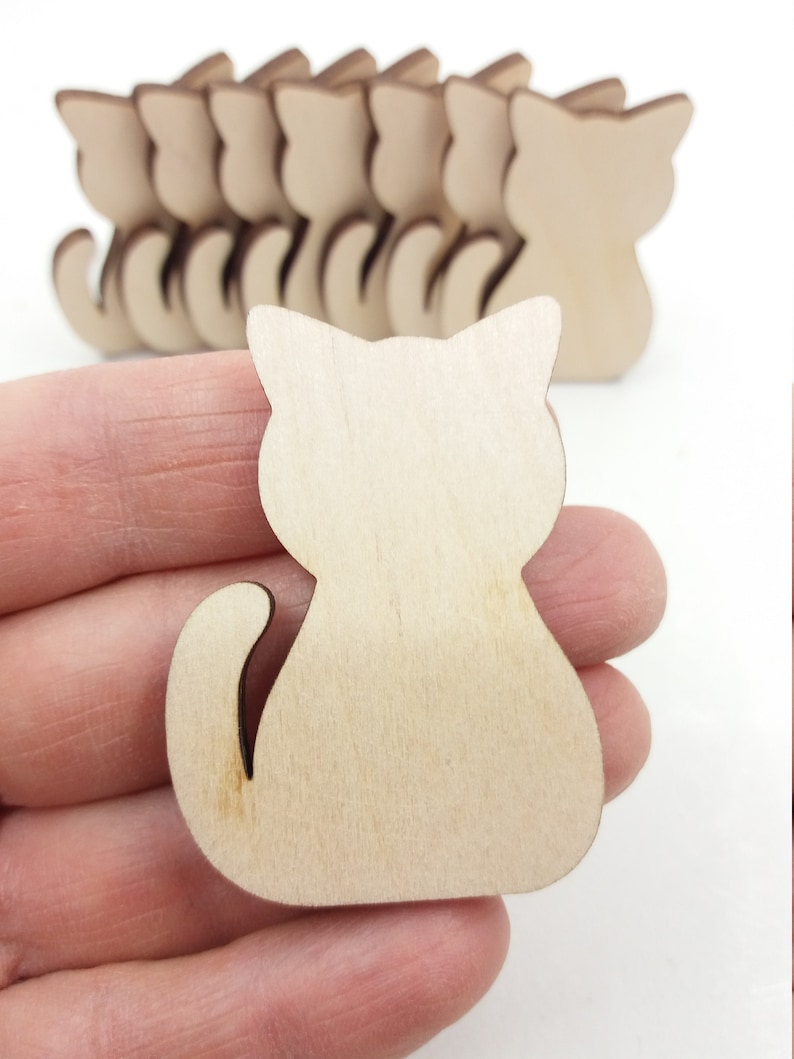 10 Cat Wood Animal Shapes Cats for Crafts Wood Cut Shapes Etsy
