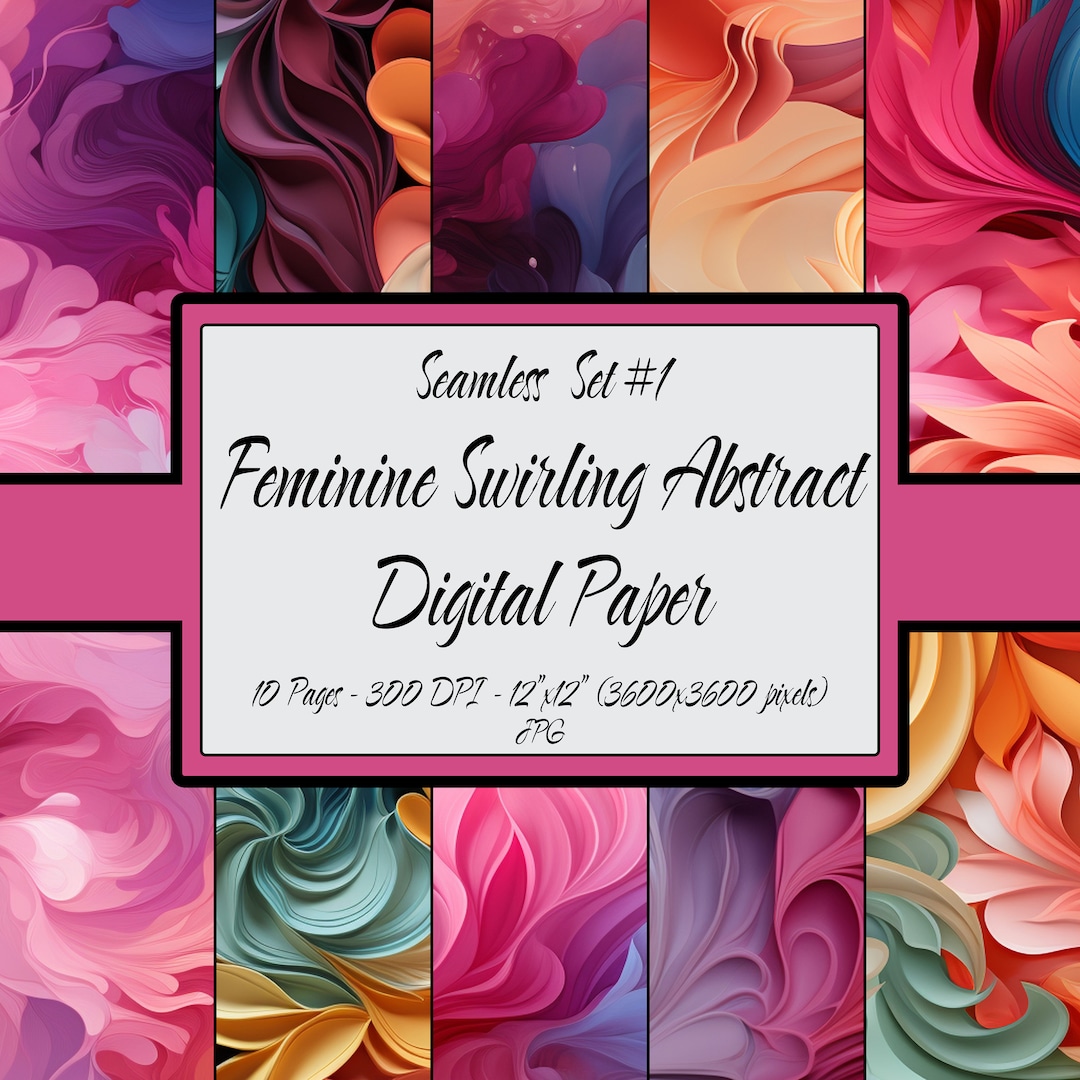 Seamless Patterns Digital Art Print Paper Bundle Pack, Abstract ...