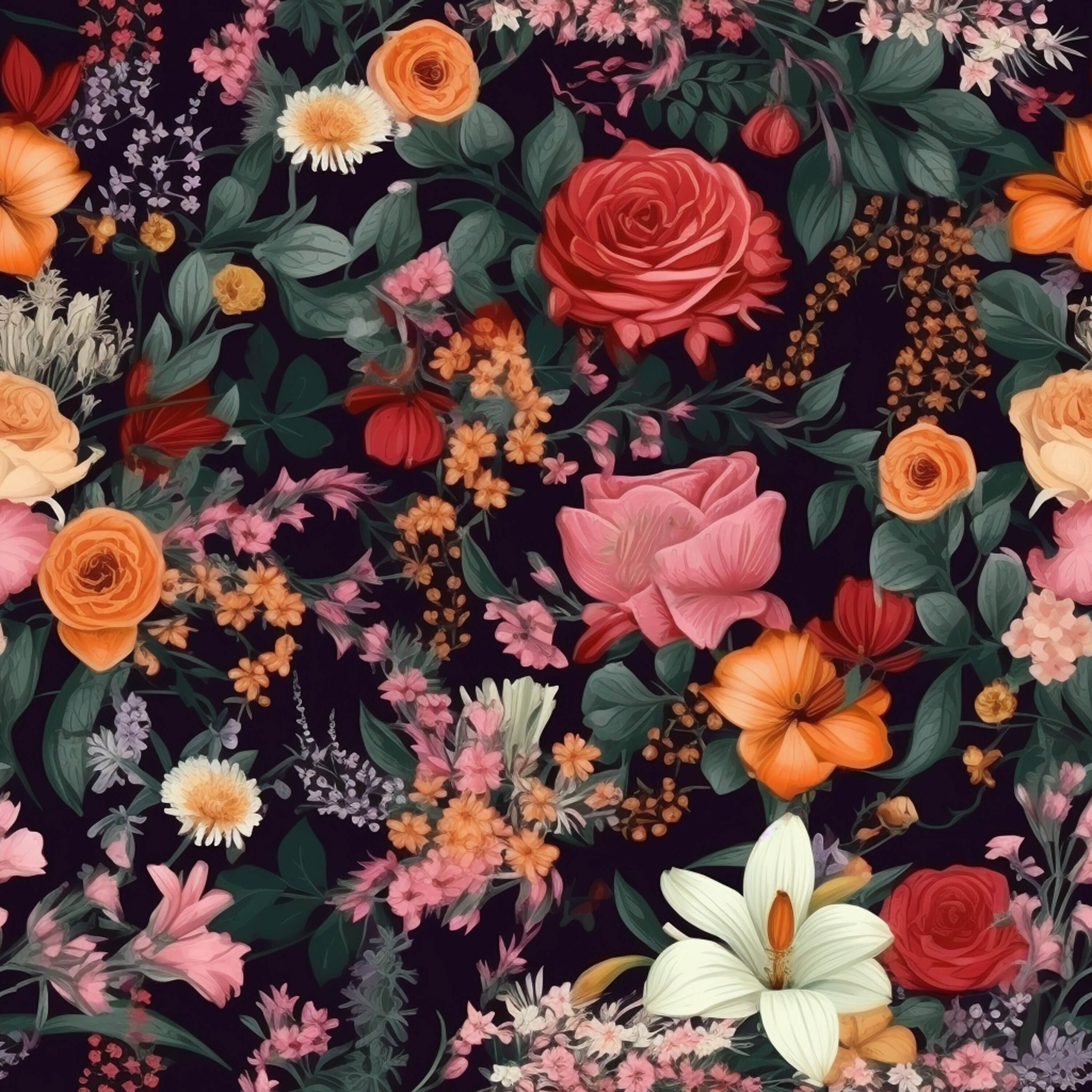 Digital Paper Seamless Pattern Pack, Beautiful Flowers Floral Bundle ...