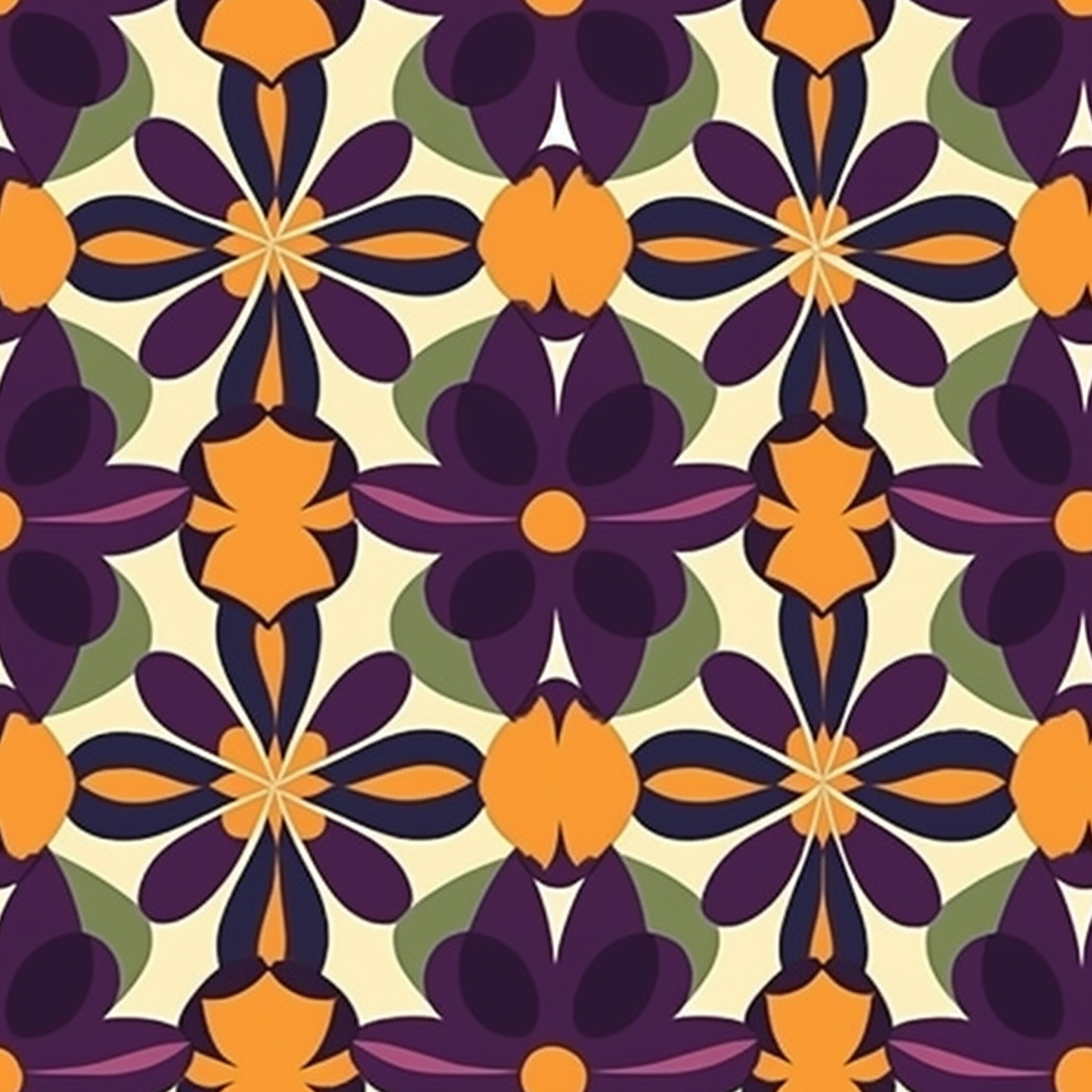 Digital Paper Seamless Pattern Pack, Groovy Boho Floral Bundle Set #01 ...
