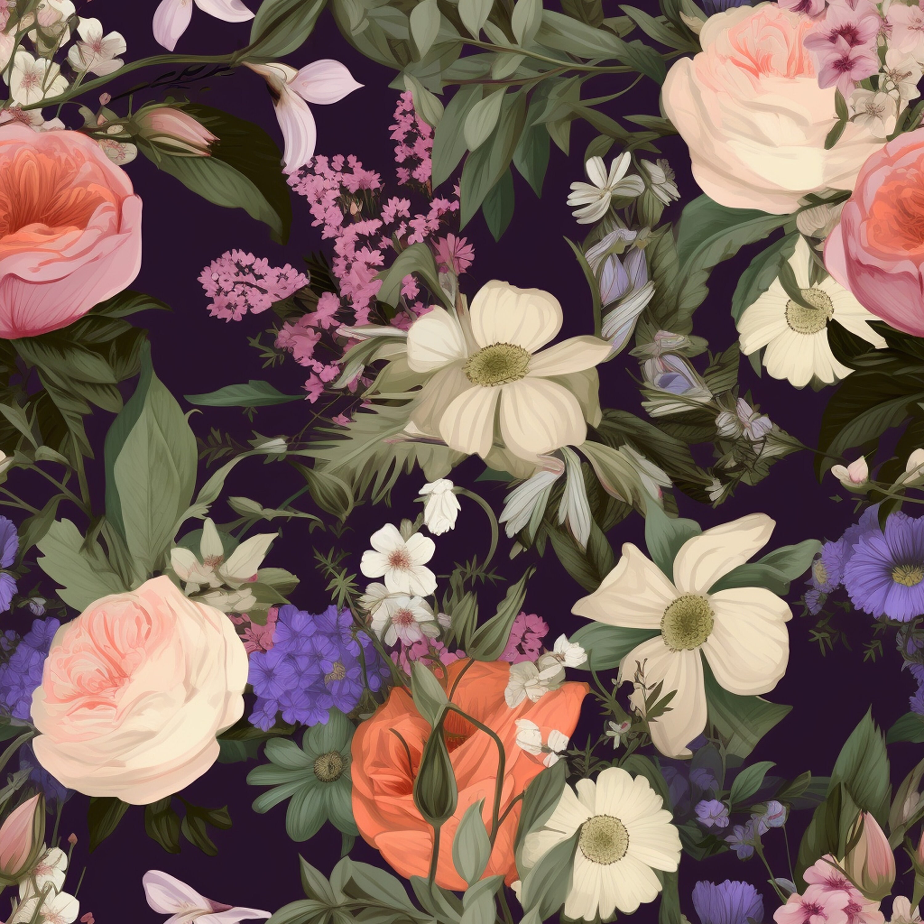 Digital Paper Seamless Pattern Pack, Beautiful Flowers Floral Bundle ...