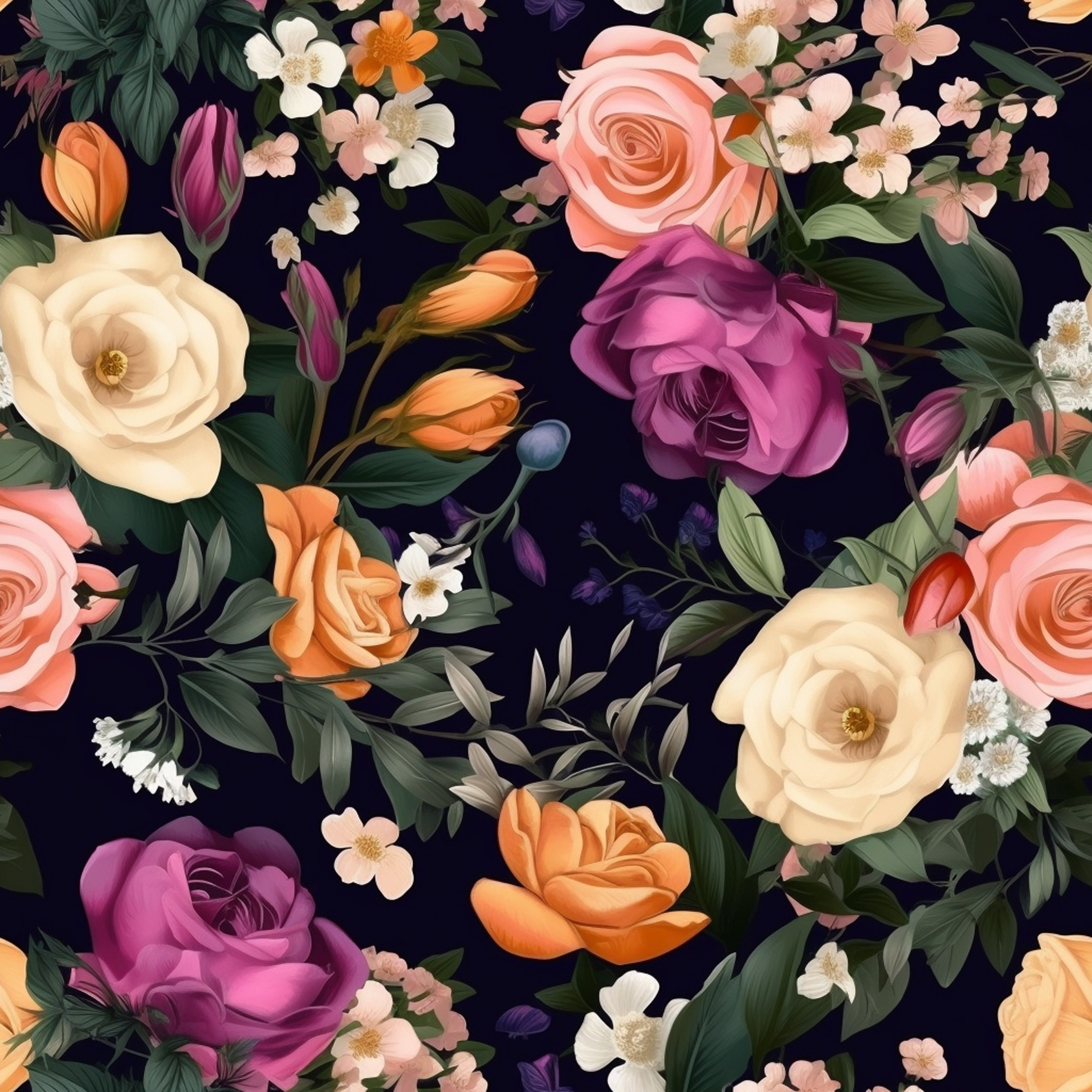 Digital Paper Seamless Pattern Pack, Beautiful Flowers Floral Bundle ...