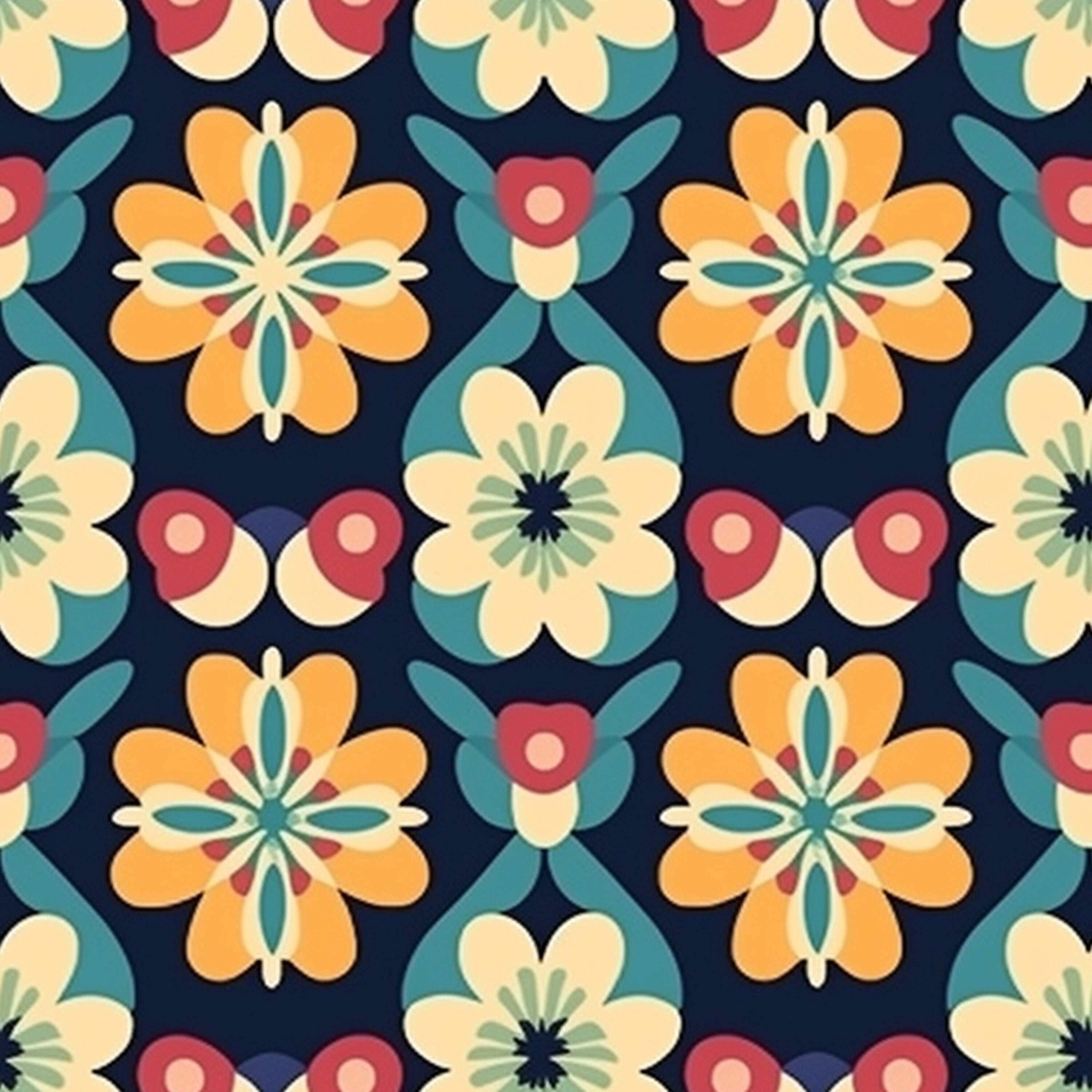 Digital Paper Seamless Pattern Pack, Groovy Boho Floral Bundle Set #01 ...