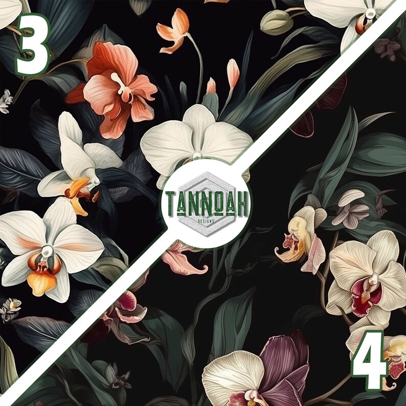 Floral Digital Paper Seamless Pattern Pack Orchids Dark - Etsy