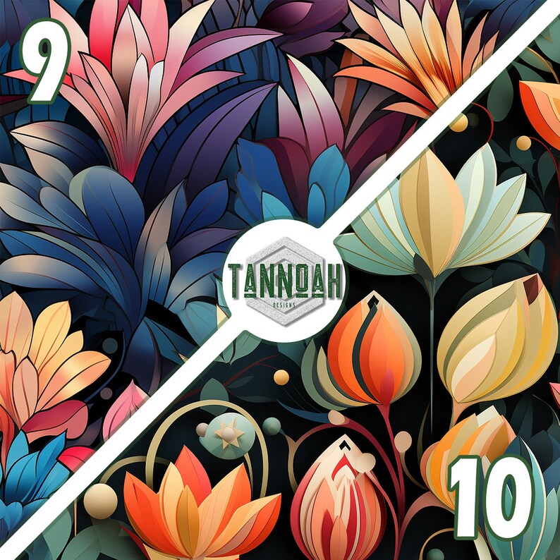 Floral Digital Paper Seamless Patterns Bundle, 10 Floral Prints Set ...