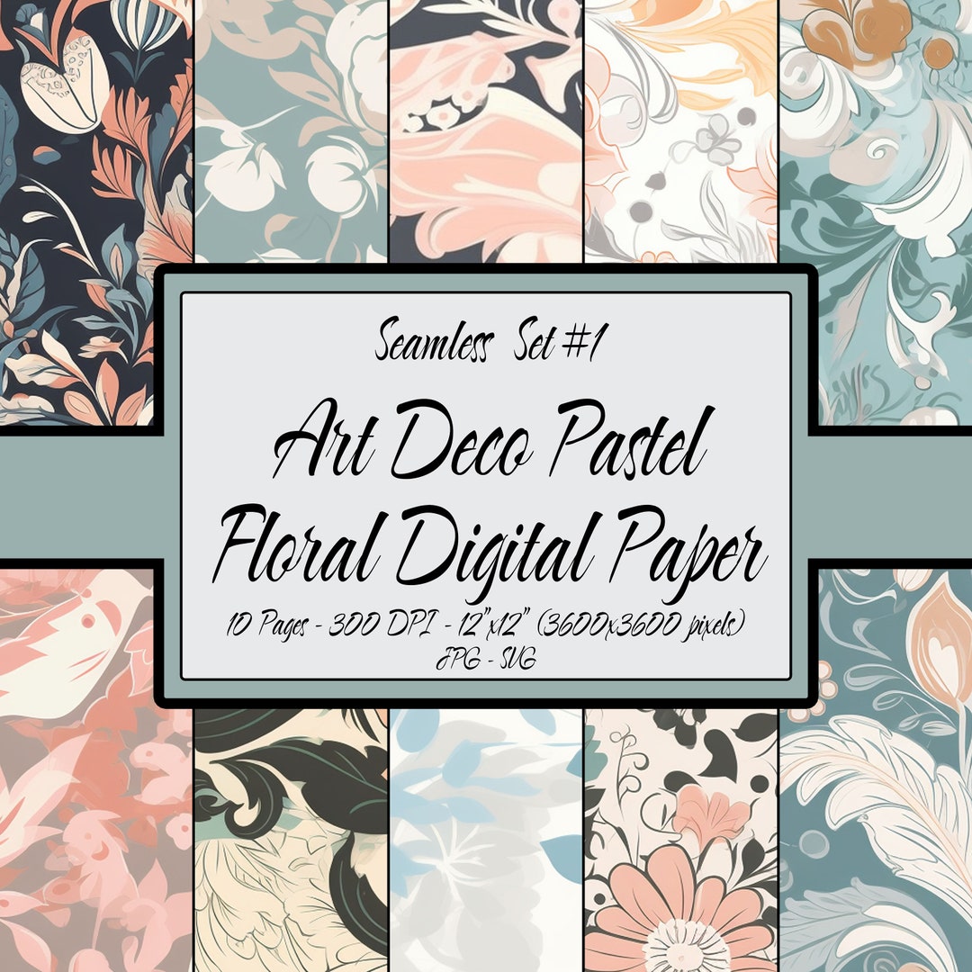 Floral Digital Paper Seamless, 10 Floral Prints Set Commercial Use ...