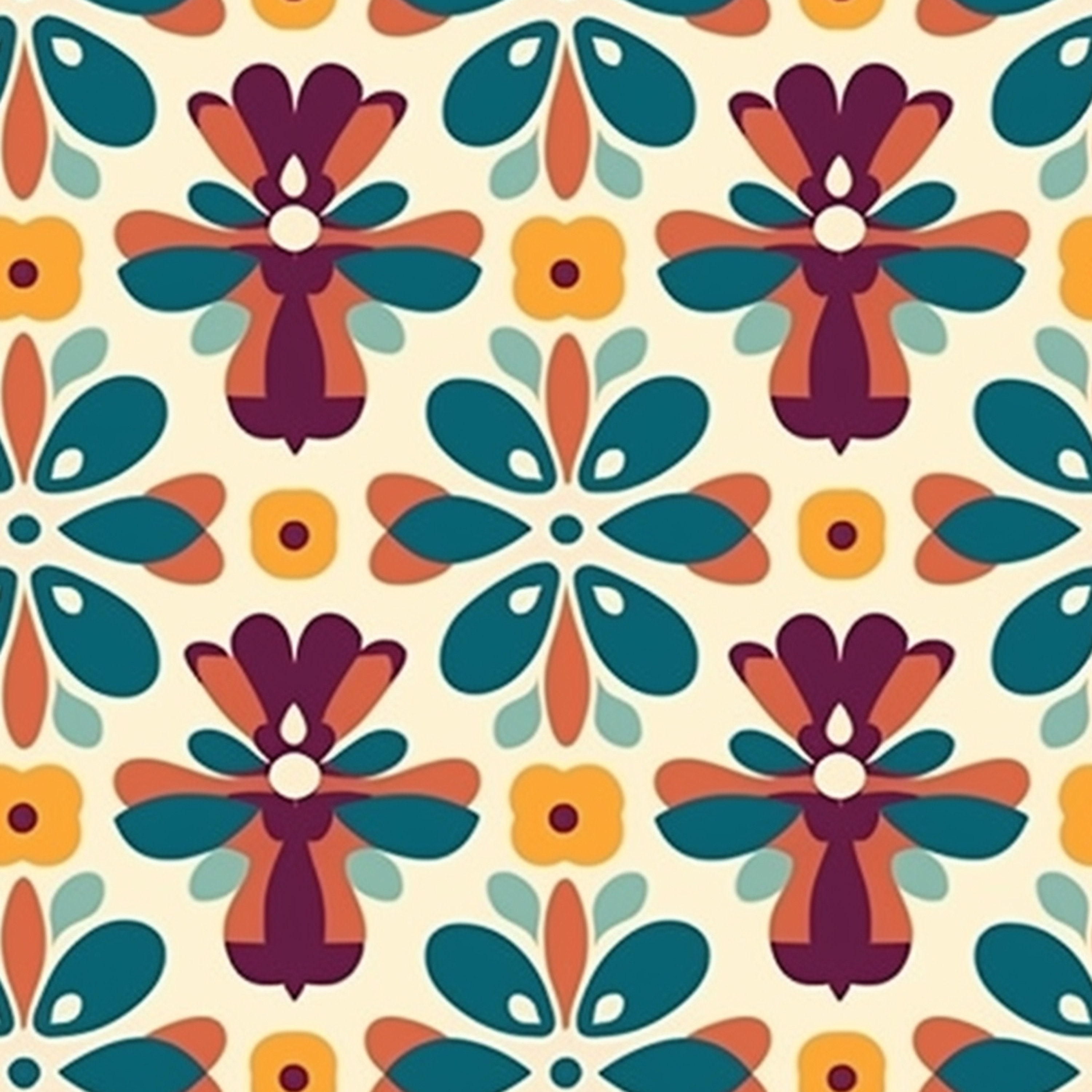 Digital Paper Seamless Pattern Pack, Groovy Boho Floral Bundle Set #01 ...