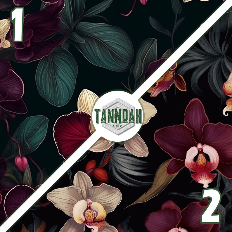 Floral Digital Paper Seamless Pattern Pack Orchids Dark - Etsy