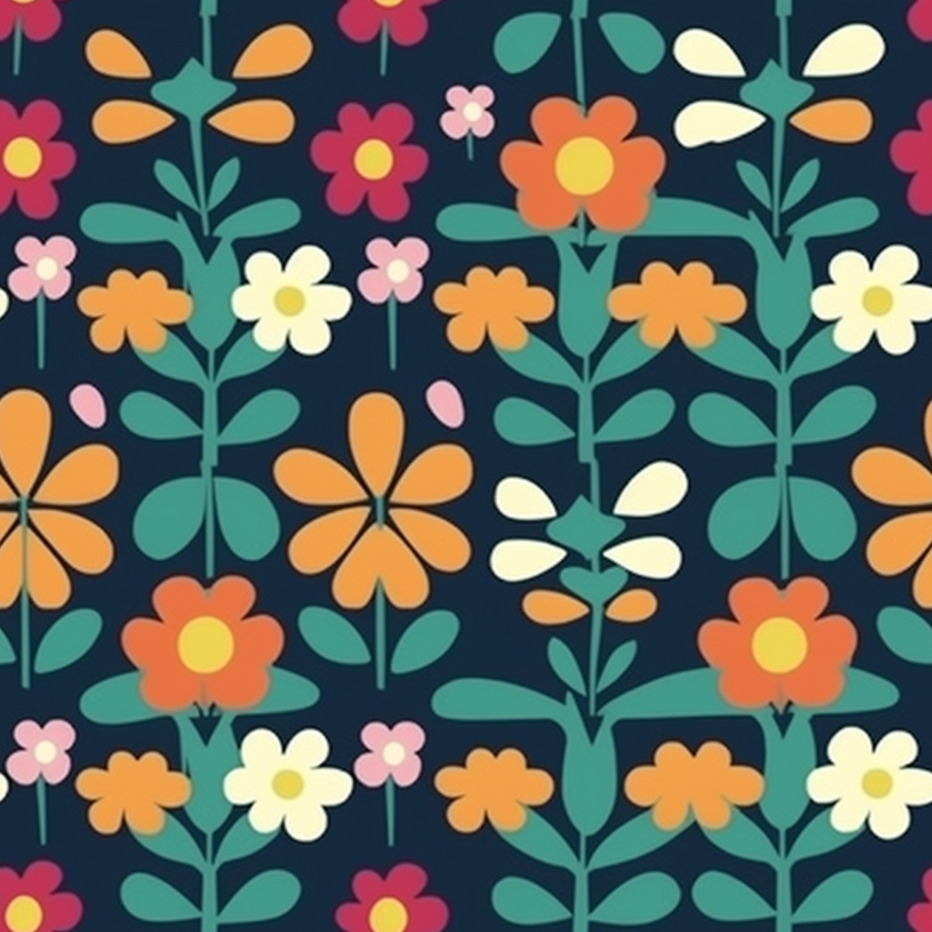 Digital Paper Seamless Pattern Pack, Groovy Boho Floral Bundle Set #01 ...