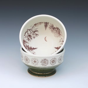 Hand-Thrown Ceramic Small Bowl with Animal and Nature Designs – Folk Art Pottery