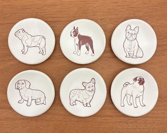 Hand-Built Ceramic Tea Caddy or Ring Dish with Dog Designs – Folk Art Pottery