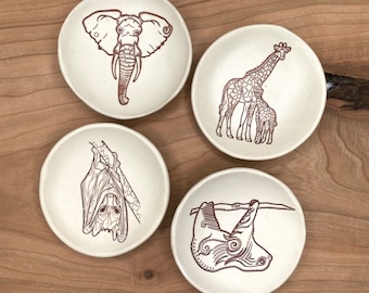 Wild Animals Ceramic Tea Caddy or Ring Dish