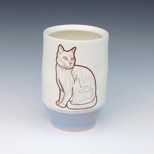 Hand-Thrown Ceramic Mug with Cat Design – Folk Art Pottery