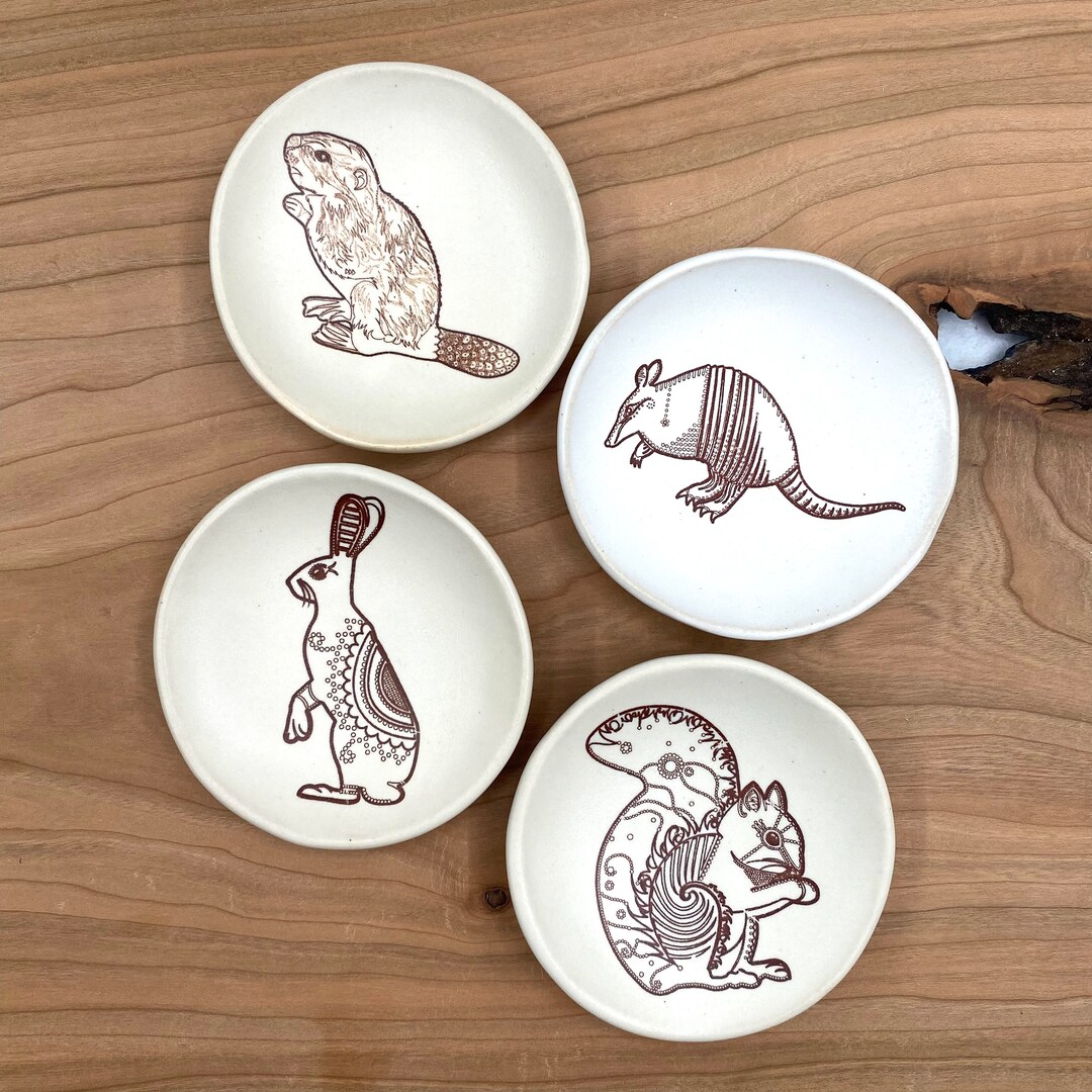 North American Animals Ceramic Tea Caddy or Ring Dish Etsy