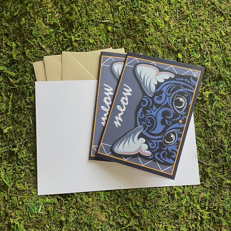 Black Cat Face Greeting Cards