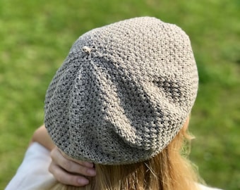 Béret d'été en coton, béret en tricot classique français Tam, bonnet d'été, chapeau, béret français pour femme