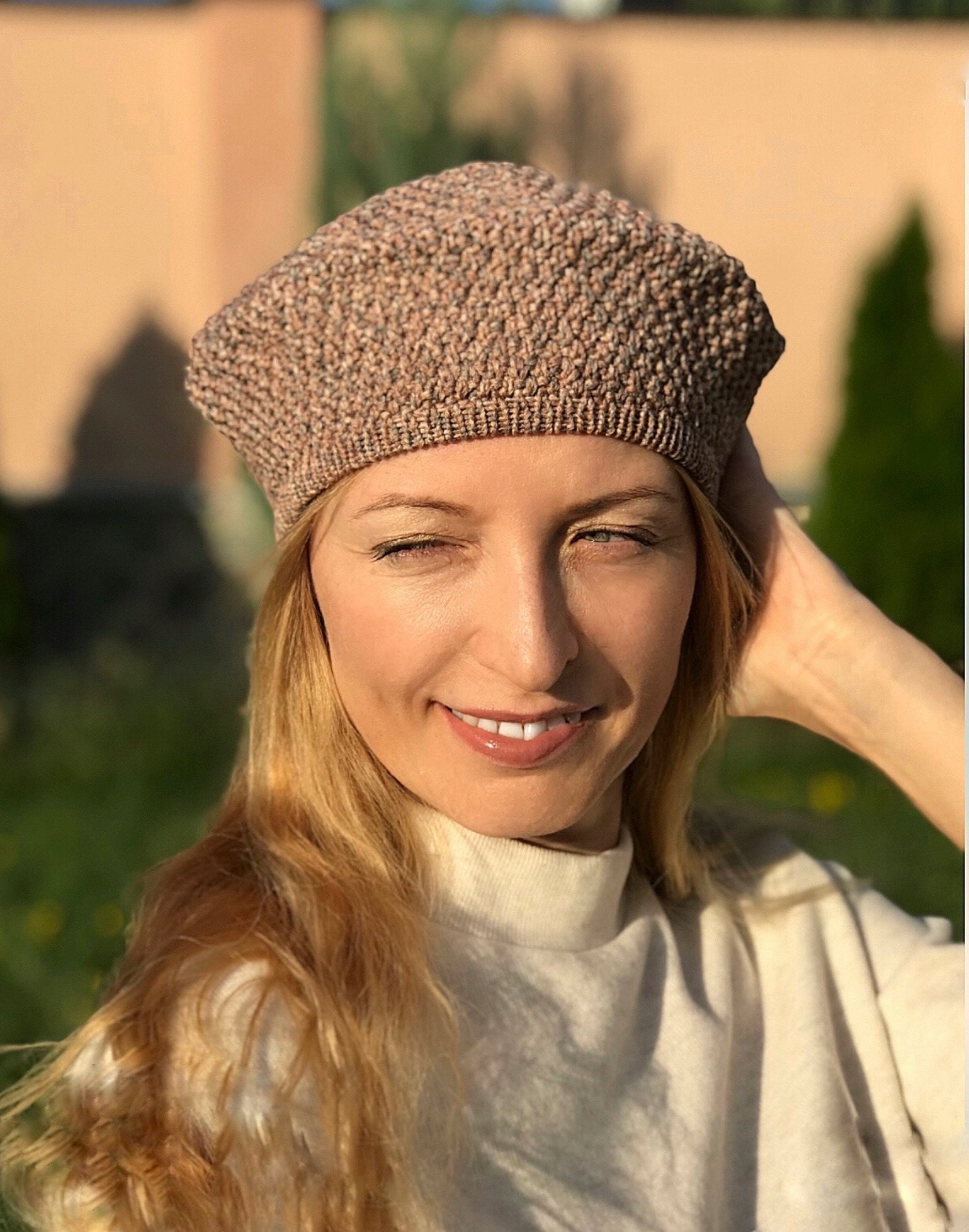 Cotton Beret Hat Knit Chunky Beret French Beret Slouchy Etsy Canada