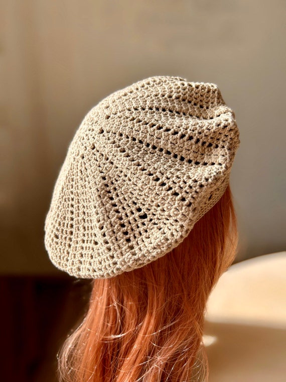 Summer Cotton Beret, French Classic Crochet Beret Tam