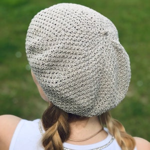 Béret d'été en coton, béret en tricot classique français Tam, bonnet d'été, chapeau, béret français pour femme image 6