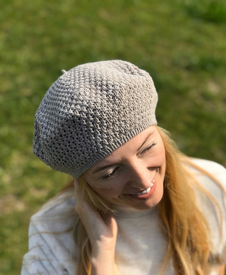 Summer Cotton Beret Hat Women French Berets Knit Gray Beret Etsy