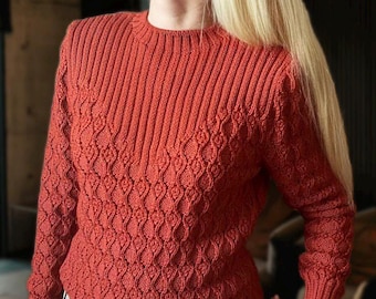 Knit 1940s Woman Jumper, Vintage Wool Knit Jumper, Retro Lace Sweater, Slim Fit Crop Jumper in Vintage Style, Vintage 1940s Knitwear,