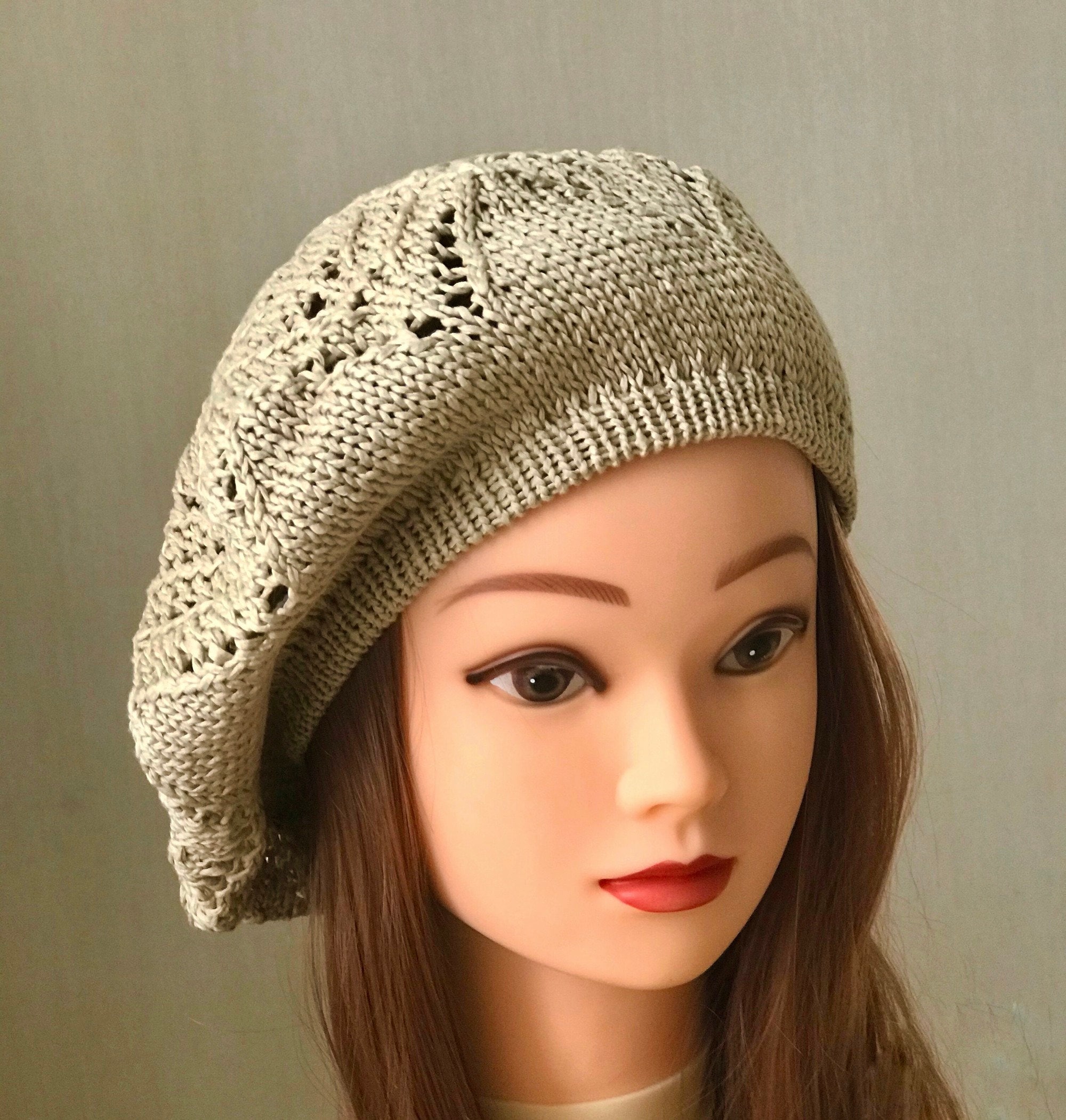 Slouchy Beret Women Summer Cotton Beret Hat Slouch Beanie Etsy
