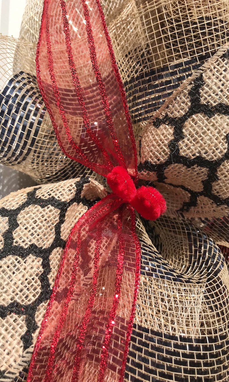 daily wreath, pet lovers paw print custom order cat wreath large bow black and red front door decor You had me at meow pet wreath