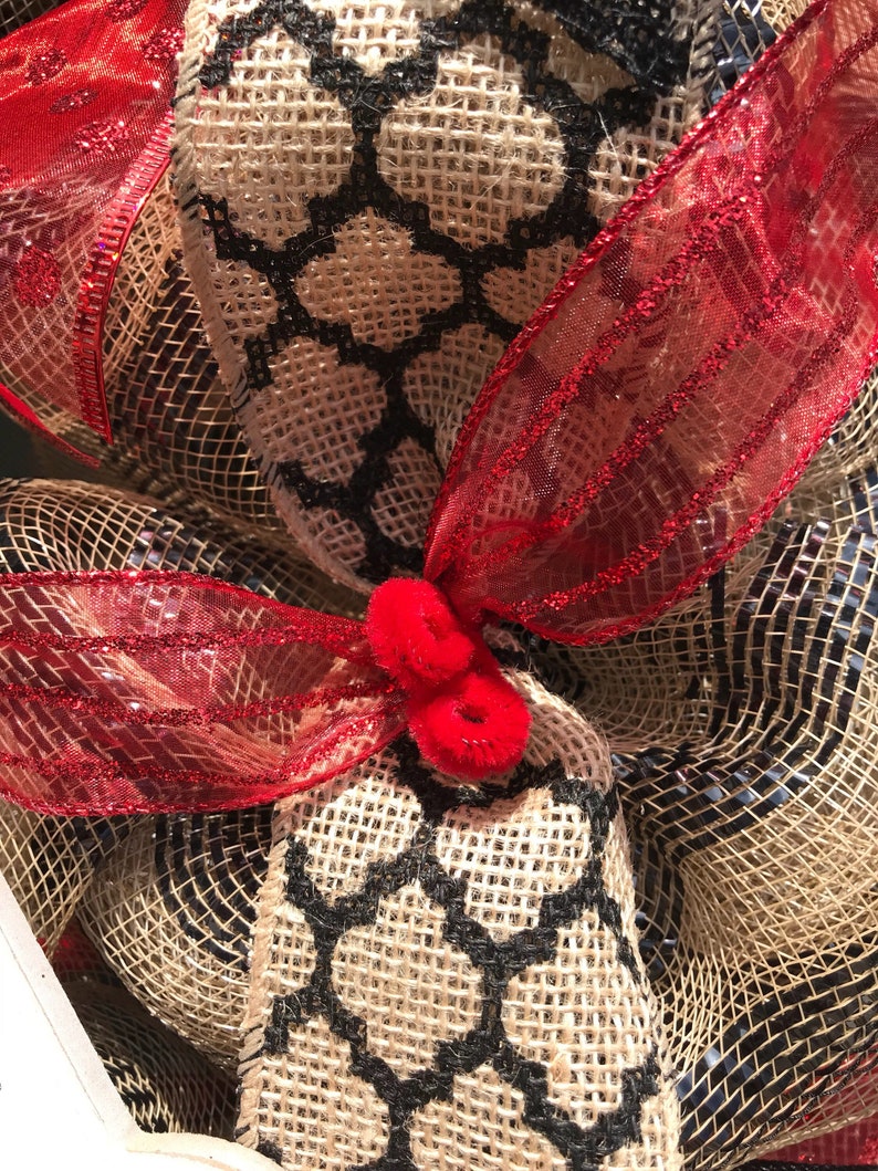 daily wreath, pet lovers paw print custom order cat wreath large bow black and red front door decor You had me at meow pet wreath