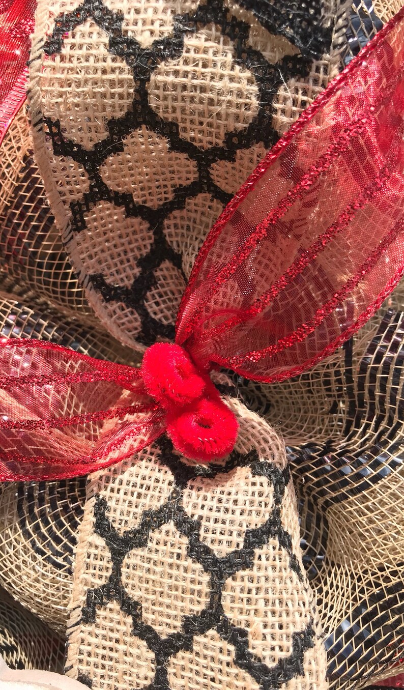 daily wreath, pet lovers paw print custom order cat wreath large bow black and red front door decor You had me at meow pet wreath