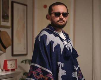 Baby Alpaca Poncho.Unisex. One Size.Geometric Patterns