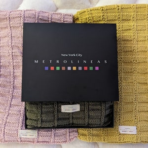 Luxury 100% Baby Alpaca Rectangular Pattern Hand-Knitted Scarves in Yellow, Dark Green & Pink from Peru